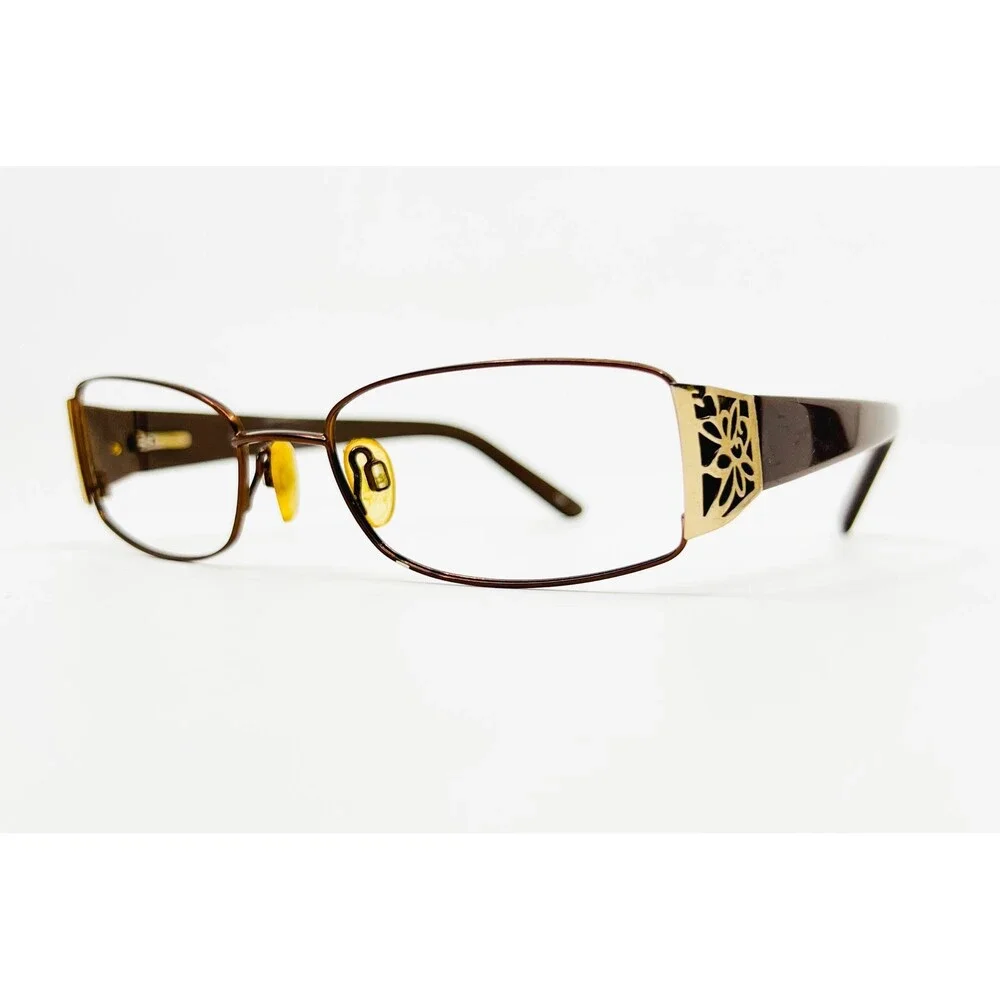 Sophia Loren Eyeglasses Womens Brown Gold M185 Floral Temple 54-18-135